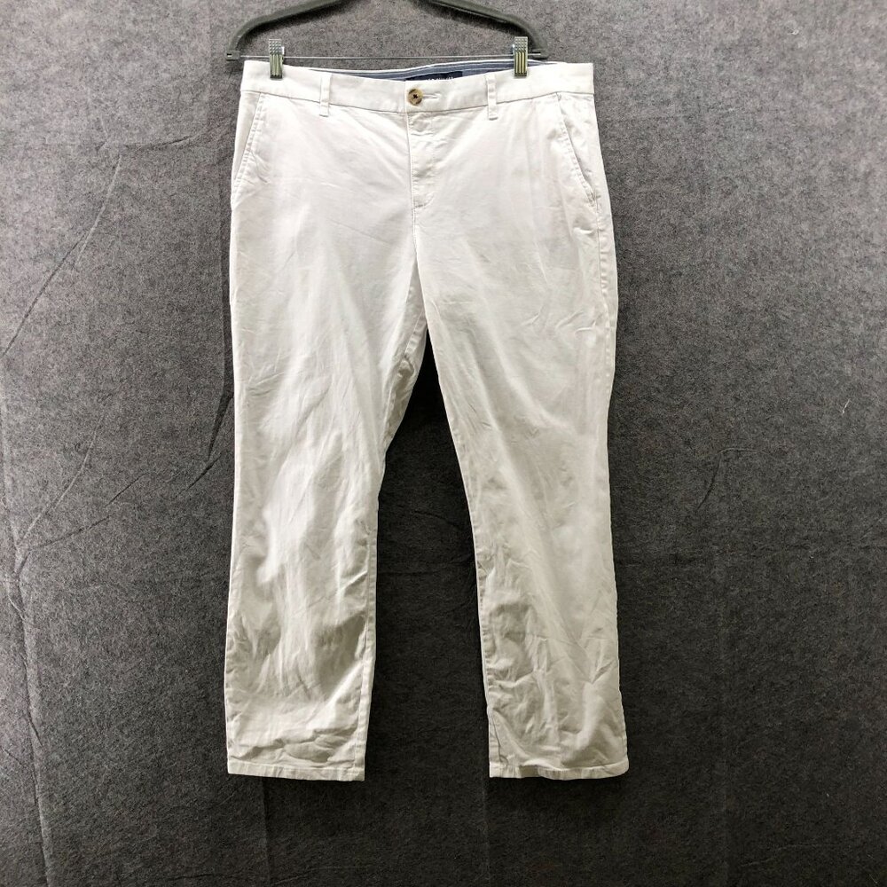Tommy Hilfiger Hampton Chino Pant Womens 14 White Straight Roll Up Stretch